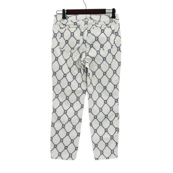 Coldwater Creek Nautical Ankle Jeans Womens Size 4 White Navy Print Straight - Picture 4 of 8
